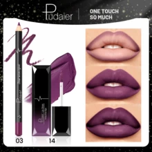 Pudaier Matte Lip Gloss & Lip Liner Set - Soft Matte Velvet Finish, Long-Lasting Waterproof Nude & Bold Shades Lip Makeup Set Suitable For All Occasions And Multiple Makeup Styles - 03+14 - View 10