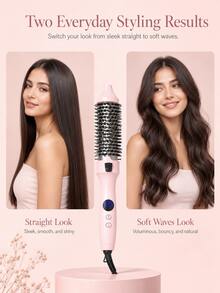 GENAI Electric Thermal Brush, Straight & Curling Two-In-One + Negative-Ion Care And Anti-Frizz With Fast Heating And Stable Temperature, Hair Straightening Brush For Daily Home Styling, Travel Friendly, Salon-Quality Results, Perfect Holiday Gift - US A Type Plug(110-127V) - View 9