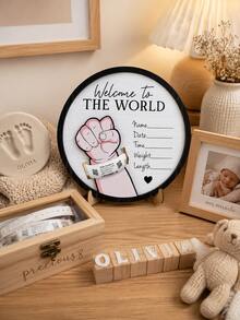 Baby Announcement Sign With Hospital Band Fist Design -Baby Essentials Newborn Newborn Photoshoot Prop Baby Shower Gift Hospital Bag Essentials - Multicolor - View 3