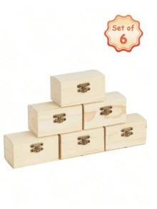 Kotak Perhiasan Kayu Pinus 1/2/4/6/10 buah, Kotak Penyimpanan Kayu Solid, Kotak Hadiah Dekoratif Persegi Panjang yang Dilukis Tangan, Untuk Penyimpanan Perhiasan, Pajangan Meja Kamar Tidur, Dekorasi Rumah dan Hadiah - MultiWarna - View 8