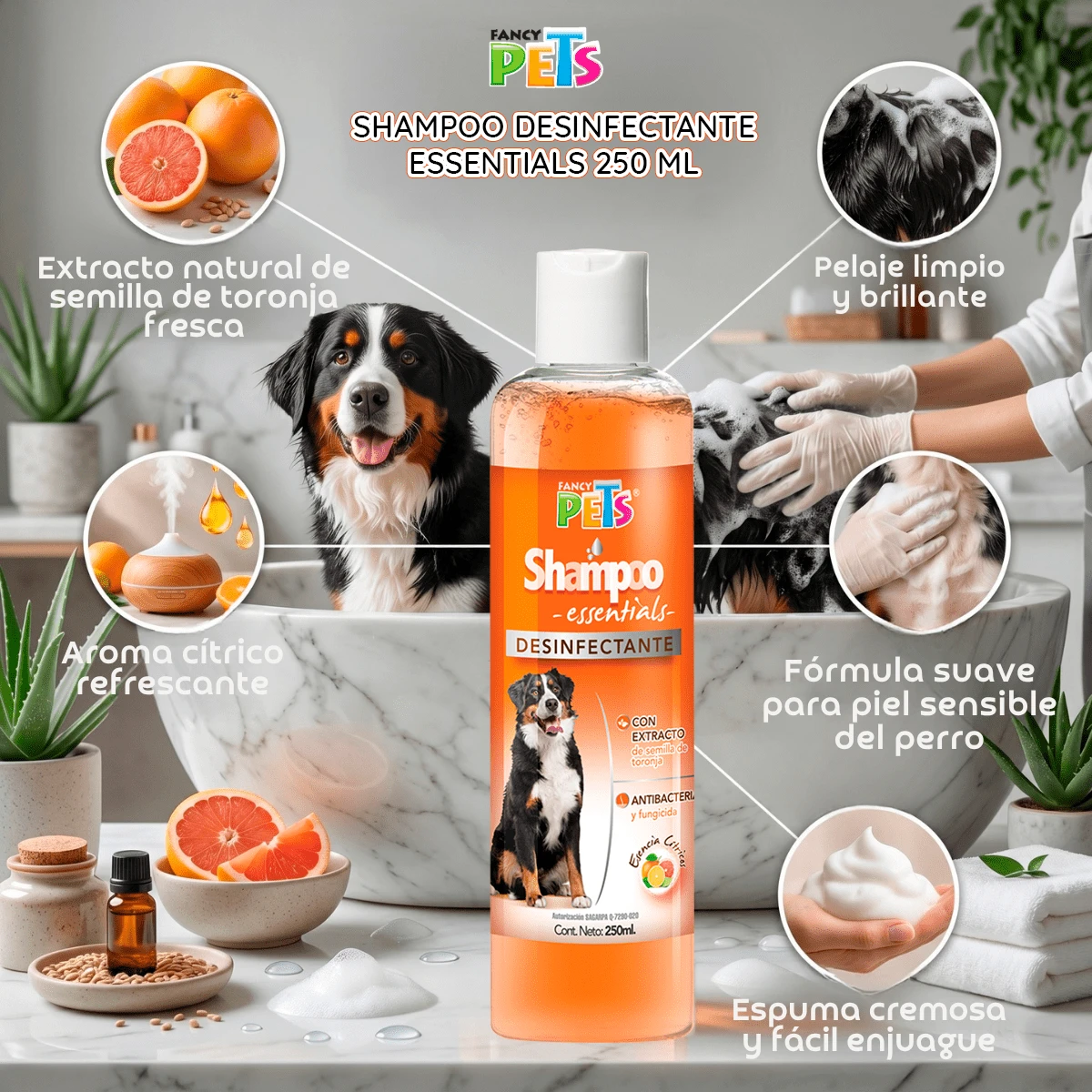 Fancy Pets Essentials Dog  Shampoo 250 Ml With Grapefruit Seed Extract And Citrus Scent - 250ml - 查看 1