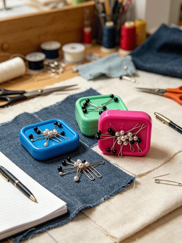 Handmade Square Magnetic Storage Box, 4 Colors: Pink, Blue, Green, Purple, Stable Magnetic Force To Store Sewing Needles, Small Scissors And Other Tools, Suitable For Students, Home Users And Craft Creators, Can Be Placed On DIY Crafting And Office Desks
