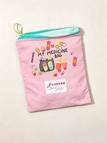 「Medicine」圖案印花便攜藥袋 藥丸收納盒 急救包 化妝包 零錢包，適合日常使用/戶外/旅行，便於攜行的收納，化妝品、手機及其他小物品收納，旅行必備，聖誕禮物，個性化禮物袋，小禮物交換，房間裝飾 - 彩色 - 查看 3