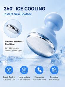 Dispositivo de compresión fría facial de acero inoxidable con espejo, rodillo de hielo, instrumento de belleza, dispositivo de compresión de hielo facial - Multicolor - Ver 2