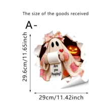 1/4pcs Cute Pink Ghost Bow Toilet Stickers, Removable Self-Adhesive Waterproof PVC Decals, Suitable For Bathroom Walls, Bedroom, Toilet Seat Or Tank, And Halloween Party Decoration - Wall Stickers - View 15