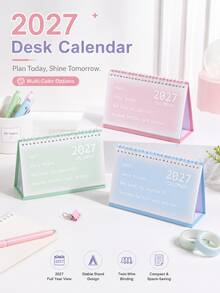 Calendario de escritorio creativo con degradado de color 2027, planificador de oficina y estudio, libro de registro de autodisciplina, regreso a la escuela - Multicolor - Ver 4