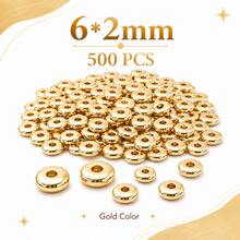 100-200-300-500-600pcs 4mm 6mm CCB Pendant Spacer Beads Gold Beads Wheel Beads Flat Round Loose Beads DIY Jewelry Making Material Accessories - Gold - View 14