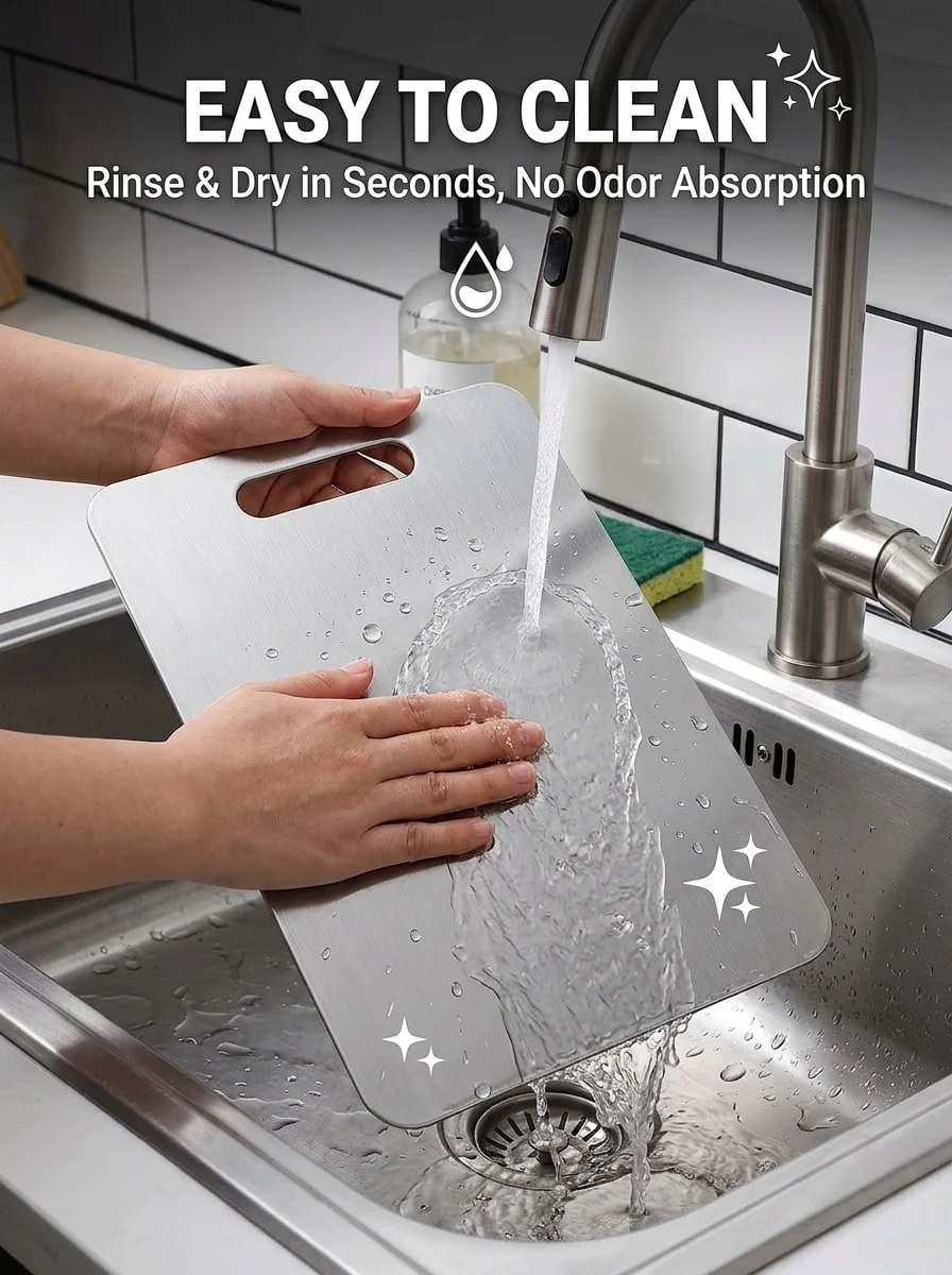 Tapete de preparación de cocina de acero inoxidable para cocina y comedor, de alta relación costo-rendimiento, apto para cocinas pequeñas, caravanas, apartamentos pequeños, minimalista y duradero, aplicable para verduras, frutas, pollo y carne de res, fácil de limpiar, para preparar comidas - plata - Ver 1