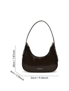 BEIKAMU Fashion Solid Color PU Women's Shoulder Bag, Zipper Closure Versatile Women's Underarm Bag Crescent Bag, Suitable For College, Commute, Shopping, Street Shopping, Daily Use - Coffee - View 3