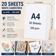 20 Sheets A4 Size 200gsm Thick White Cardstock, Premium Heavyweight Handmade Paper, Smooth Printing And Drawing Paper, Suitable For DIY Crafts, Greeting Cards, Invitations, Scrapbooking, Handwritten Art Projects, School And Office Supplies, Art Paper, Printing Paper, Writing Cardstock S - 20 Sheets Of Paper - View 8