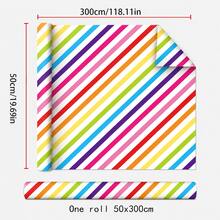 1 Rollo de Papel de Regalo a Rayas Arcoíris, Envoltura de Regalo con Rayas Diagonales de Colores, Adecuado para Regalos de Cumpleaños, Bodas, Baby Showers, Suministros para Fiestas, Envoltura de Ramos, Recuerdos de Fiesta y Manualidades DIY - Papel de embalaje - Ver 4