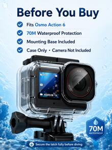 70M 防水潛水殼適用於 Osmo Action 6，透明潛水保護殼，防霧設計，HD 鏡頭，含安裝底座，不含相機 - 查看 7