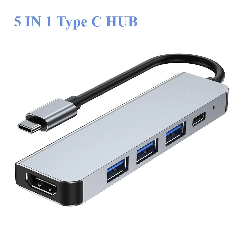Estação de Acoplamento USB C 5-em-1 4-em-1: Tipo C para HDTV 4K, Carregamento PD 100W, USB 3.0 - Adaptador USB C Multifuncional Compatível com MateBook - Visão 1