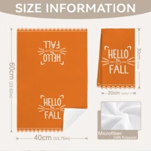 MEMNUN 2 Pcs Autumn Cute Striped Scarf Cat Print Pattern Kitchen Towel Dishcloth, Ultra-Fine Microfiber Polyester Material, Autumn Maple Leaf Pumpkin Hello Fall Decorative Hand Towel, Thanksgiving Home Fabric Hanging Towel, Home Decor, Kitchen Decor, Fall Decor, Suitable For Restaurant, Kitchen, Home Decoration And Gift, 40*60cm/45*70cm - Multicolor - View 4