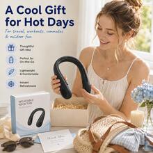 Portable Neck Fan With 44 Air Outlets, Rechargeable Hands-Free Wearable Fan With Dual Turbo Motors, 3 Speeds Quiet Bladeless-Style Cooling Fan For Office Travel Commuting Outdoor - 黑色 - 查看 8