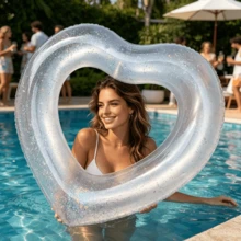 New Cross-Border Popular Heart-Shaped Swim Ring, Suitable For Adult Women, Cute Underarm Float, Attractive Water Photography Swim Ring, Beach Essential, Beach Accessory, Pool Float - Love-shaped Swimming Ring - View 9