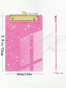 Sparkling Sequin Acrylic Clipboard, Durable PMMA Material, 6 Vibrant Colors, With Metal Frame And Glittering Sequins, Compact And Portable Design, Suitable For Classroom, Office, School, Notebook And Diary, Teacher Gift, Back To School - Multicolor - View 2