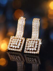 1 paire de boucles d'oreilles géométriques en zirconium cubique élégantes - parfaites pour les accessoires de mode quotidiens, les tenues de soirée ou les cadeaux réfléchis - des boucles d'oreilles - Voir 7