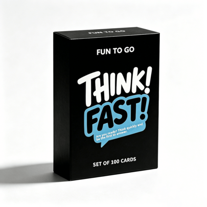 Think Fast - The Perfect Gift For Adults And Family, 100-Card Game Of Quick Thinking And Fast Answers, Ideal For Birthdays, Christmas, Game Nights And Family Reunions