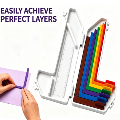 7 Pcs Paper Crafting Alignment Guides With Storage Case, Precision Layering & Matting Spacers For Card Making And Scrapbooking