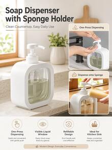 Transparent Hand Sanitizer Dispenser Bottle, Home Soap Dispenser, Shampoo Bottle Container, Press-Type Bathroom Shower Gel Bottle, Plastic Squeeze Lotion Dispenser Empty Bottle Refillable - Protective - Refillable Dispensing Bottles - View 2