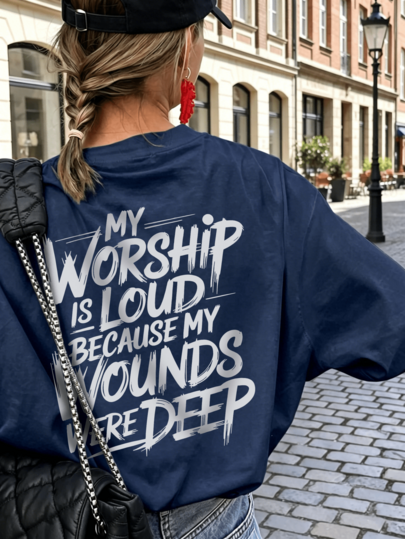 Women's Summer Loose Fit T-Shirt With Back Letter Print, Casual Short Sleeve Round Neck Top, Vintage Christian Style Y2K, Suitable For Vacation, Streetwear, Daily Casual Wear