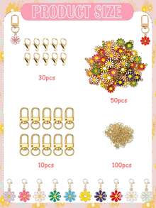 180 piezas de llaveros decorativos de flores de margarita de moda, combinación libre, regalo del Día de la Madre, Día de San Patricio, regalo exquisito de cumpleaños, decoración de bolsos, adorno colgante esencial para decoración festiva - Hazlo tú mismo - Ver 14