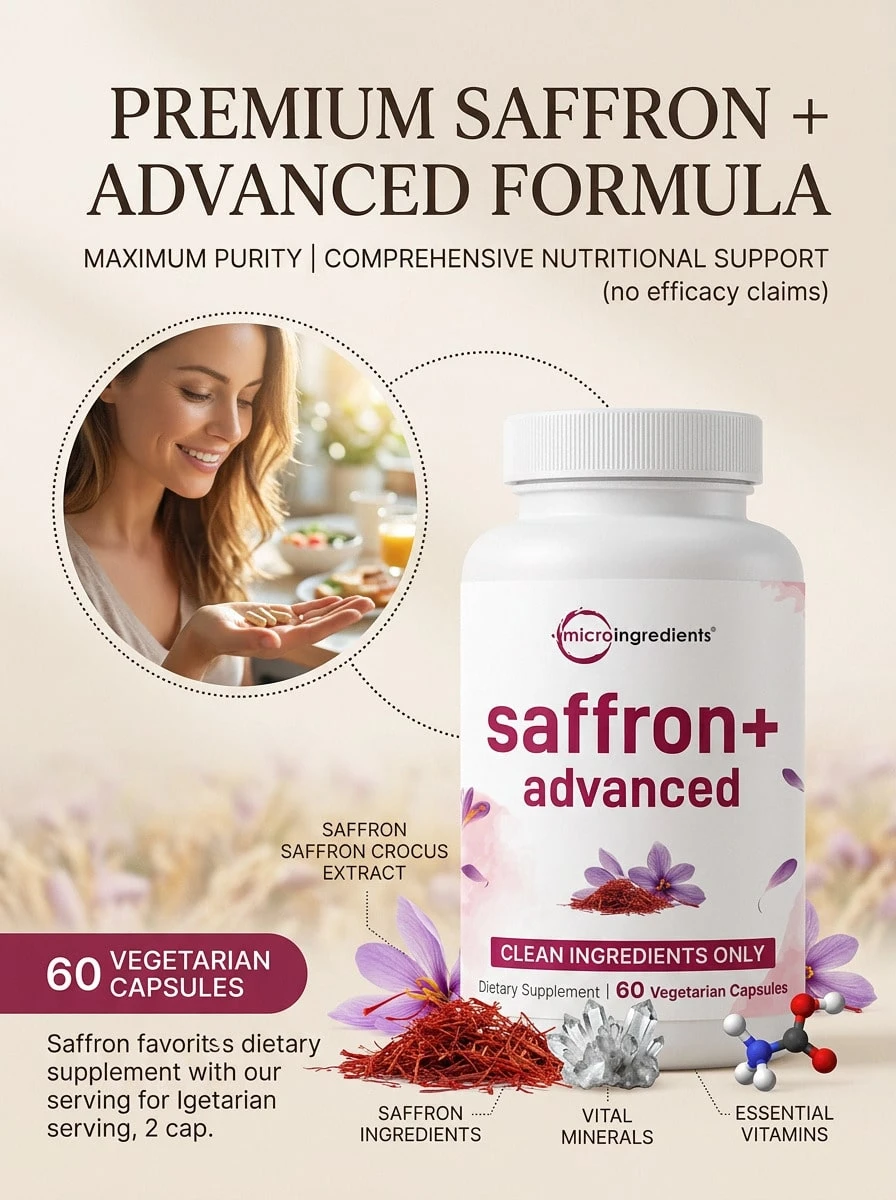 Micro Ingredients 藏红花+高级营养补充剂 60粒素食胶囊 - 60 Vegetarian Capsules - 查看 1