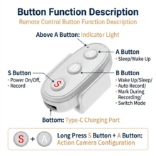 Wireless Camera Remote Control, Compatible With/Action Camera/Phone/360 Degree Camera And Other Devices, With Wireless Shutter Function, Suitable For Outdoor Sports, Video Recording, Selfie And Travel. Built-In 55mAh Battery - View 7