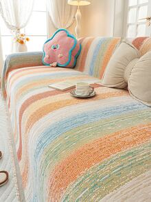 1pc Multi-Color All-Season Washable Sofa Throw Blanket With Tassels, Pet-Friendly Anti-Scratch Sofa Cover, Suitable For Living Room, Bedroom, Home Decor, Fits 1/2/3/4 Seater And Sectional Sofas - Multicolor - View 8