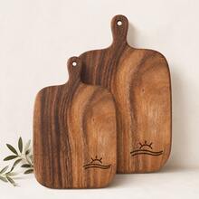 2PCS/1PC Walnut Wood Carved Cutting Board, Sunrise Carved Steak Board, Desktop Decor Cutting Board, Fashion Long Handle, Solid Wood, For Cutting Meat, Cheese, Bread, Vegetables And Fruits - Charcuterie Board Cheese Serving Board - View 1