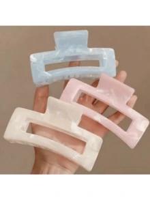 1 Piece Of Spring/Summer ABS Material Bohemian Sweet Blue White Marble Pattern Gradient Square Hair Claw Fresh Forest Style School - Multicolor - View 2