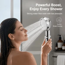 High Pressure Handheld Showerhead With Filters Vortex Hydro Jet Turbo Propeller 360 Degrees Rotating Easy Install(Color Shipped Randomly) - Multicolor - View 1