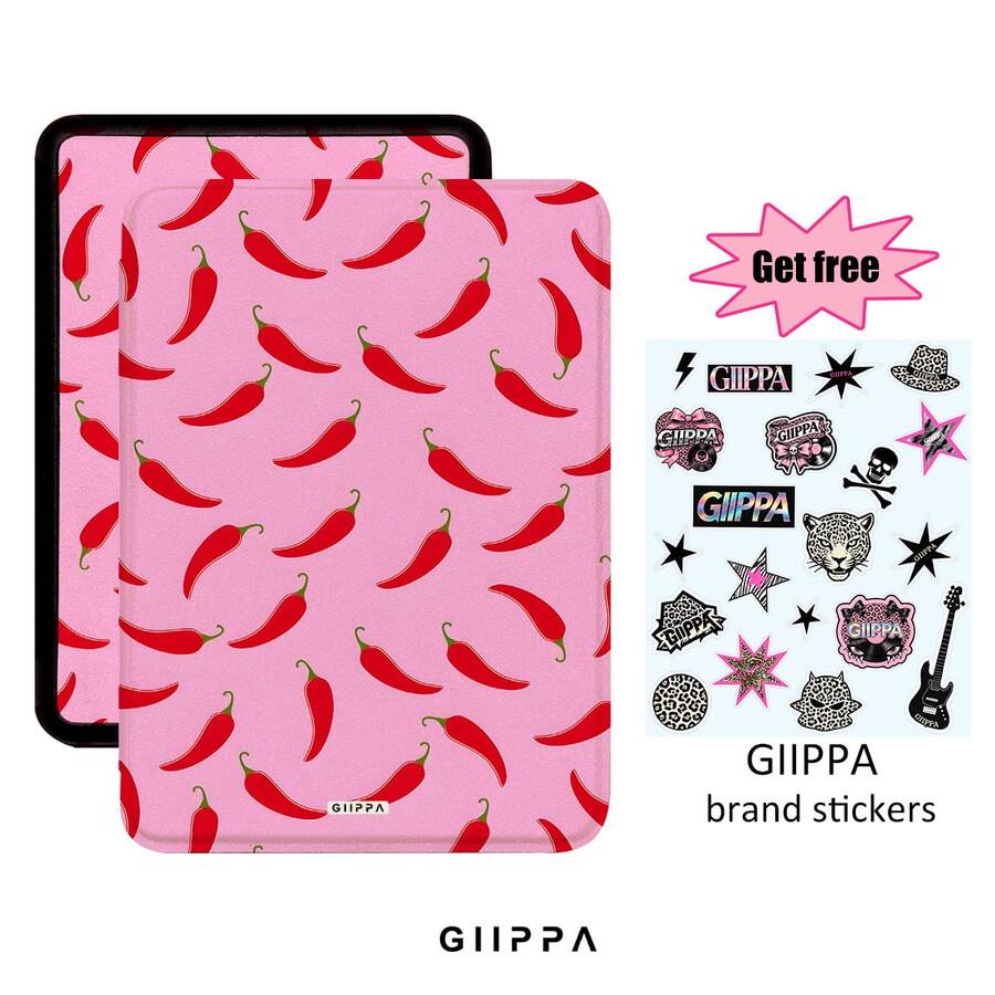GIIPPA Protective Case For Kindle E-Reader, Book Style Handheld, Chili Pepper Pattern, Compatible With Kindle Paperwhite 5th/6th/7th, Paperwhite 10th/11th/12th, Kindle(Colorsoft)/10th/11th/12th And Other Popular Models, Kindle Protective Case/Kindle Accessories - Multicolor 1 - View 1