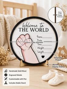 Baby Announcement Sign With Hospital Band Fist Design -Baby Essentials Newborn Newborn Photoshoot Prop Baby Shower Gift Hospital Bag Essentials - Multicolor - View 7