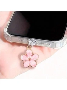 1個粉色花朵造型手機充電孔防塵塞，相容 iOS/Type-C/Android 手機 - 彩色 - 查看 8