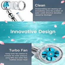 High Pressure Handheld Showerhead With Filters Vortex Hydro Jet Turbo Propeller 360 Degrees Rotating Easy Install(Color Shipped Randomly) - Multicolor - View 4