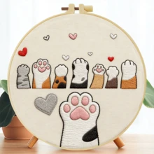 1組手工DIY刺繡套件 20x20cm/7.9x7.9英吋 書本貓咪圖案,含刺繡布、使用說明書、刺繡框、針與線,適合節日送給朋友或家人的禮物,家具與辦公室手工藝術品 - A - 查看 16