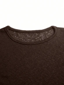 女款純色 Y2K 彈性透視長袖圓領修身 T-shirt 外出上衣 音樂節穿搭 棕色 - 棕色 - 查看 6