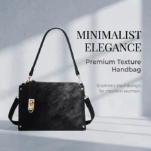Women Niche Minimalist Handbag, Elegant Versatile Shoulder Crossbody Bag For Daily Commute - Black - View 2