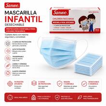 Cubrebocas Tricapa Infantil Sanwo 50 Pzs Termosellado Niños Ajuste Nasal - Ver 1