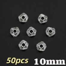 50顆 8/10mm 鋅合金波浪圓盤隔珠，適合DIY珠寶製作手鍊項鍊，時尚珠寶配件，筆珠用品 - 波浪隔片 - 查看 14