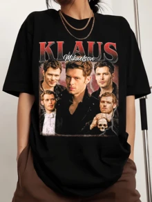 Klaus Mikaelson Unisex T-Shirt, TV Show T-Shirt, Shirt, Klaus Mikaelson Fan Gift, Softstyle T-Shirt, Retro-Printed Fashion T-Shirts For Men And Women - 黑色 - 查看 1