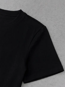 Women's Sexy Crop Top T-Shirt - Stretchy Waist-Revealing Tee, Lightweight Breathable Shirt For Everyday Special Occasions  Streetwear Outfit Essential - 黑色 - 查看 5