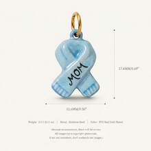 1pc Exquisite Warm Style, 18K Gold PVD Plated Stainless Steel Material, Waterproof And Fade-Resistant, Drip Oil Printed MOM Pendant, Suitable For Women's DIY Jewelry - Multicolor - View 8