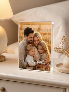 1pc Personalized Acrylic Photo Display, Customized Acrylic Photo Block, Photo Gift, Customizable Photo And Text, Family Photo, Suitable For Boyfriend And Girlfriend, Friends, Family, Pets, Car/Cartoon/Landscape Photo, Office Desk Decor, Applicable For Valentine's Day, Anniversary, Wedding, Mother's Day, Birthday, Holiday, Father's Day, Graduation, Housewarming, Living Room, Home Decor And Other Occasions - Multicolor - View 6