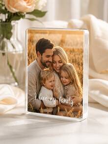 1pc Personalized Acrylic Photo Display, Customized Acrylic Photo Block, Photo Gift, Customizable Photo And Text, Family Photo, Suitable For Boyfriend And Girlfriend, Friends, Family, Pets, Car/Cartoon/Landscape Photo, Office Desk Decor, Applicable For Valentine's Day, Anniversary, Wedding, Mother's Day, Birthday, Holiday, Father's Day, Graduation, Housewarming, Living Room, Home Decor And Other Occasions - Multicolor - View 8