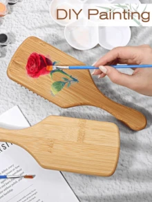20 Pcs Bamboo Hair Brush Bulk Anti Static Wooden Paddle Brush Scalp Massage Detangling DIY Engraving Gifts For Women Men All Hair Types - 20大方型 - 查看 4