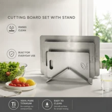 CINEYO Bộ 4 món (3 thớt kèm giá đỡ) thớt inox có giá đỡ tháo rời dễ lắp ráp, dùng cho nhà bếp, dùng được với máy rửa bát, phù hợp sơ chế nhiều loại nguyên liệu - 4 cái - Xem 1