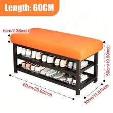1PCS Shoe Bench Stool Shoe Storage Rack Cabinet Organiser With Cushion Padded Seat Unit - Orange - View 15